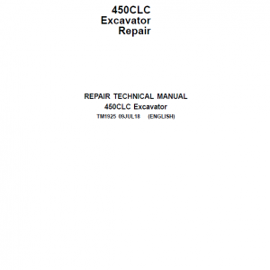 John Deere 450CLC Excavator Repair Service Manual