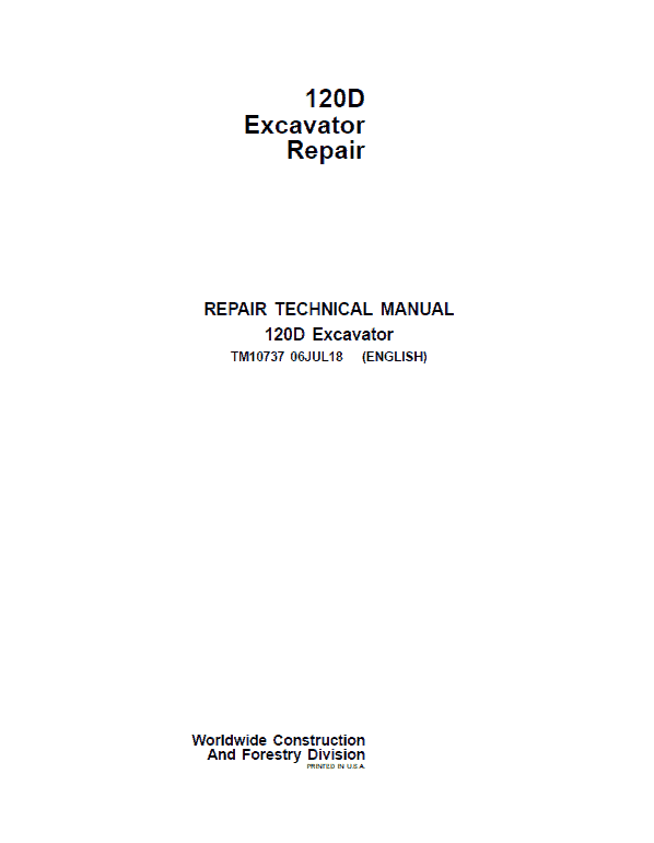 John Deere 120D Excavator Repair Service Manual
