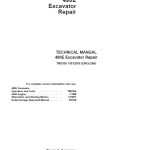 John Deere 490E Excavator Repair Service Manual