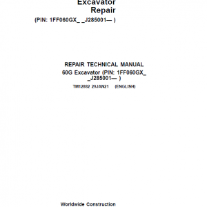 John Deere 60G Excavator Repair Service Manual (S.N after J285001 - )