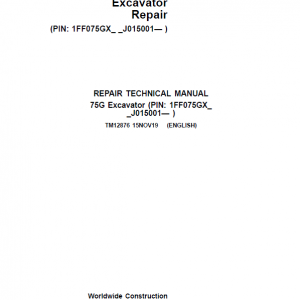 John Deere 75G Excavator Repair Service Manual (S.N after J015001 - )