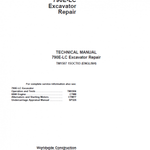 John Deere 790E LC Excavator Repair Service Manual
