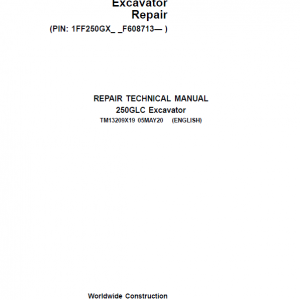 John Deere 250GLC Excavator Repair Service Manual (S.N after F608713 - )