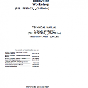 John Deere 470GLC Excavator Repair Service Manual (S.N after C047001 - )