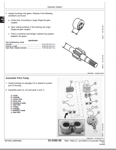 John Deere 790D, 790D-LC, 892D-LC Excavator Repair Technical Manual