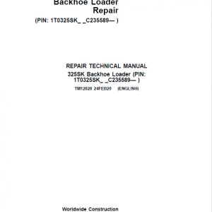 John Deere 325K Backhoe Loader Repair Service Manual (S.N after C235589 - )