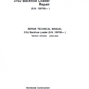 John Deere 310J Backhoe Loader Repair Service Manual (S.N after 159760 - )