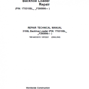 John Deere 315SL Backhoe Loader Service Manual (S.N F390996 - )