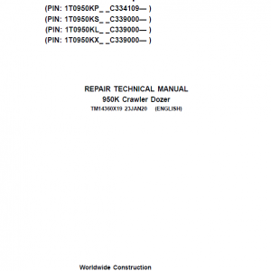 John Deere 950K Crawler Dozer Repair Service Manual (S.N after C334109 - )