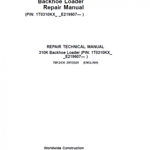 John Deere 310K Backhoe Loader Repair Service Manual (S.N after E219607 - )
