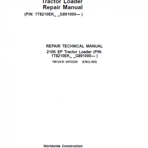 John Deere 210K EP Tractor Loader Repair Service Manual (S.N after G891000 -)