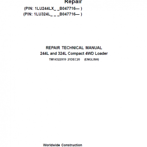 John Deere 244L, 324L Compact 4WD Loader Repair Service Manual (S.N after B047716 - )