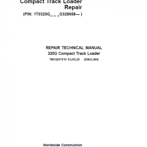 John Deere 325G Compact Track Loader Repair Service Manual (S.N after G328658 - )
