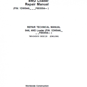 John Deere 544L 4WD Loader Repair Service Manual (S.N after F693054 - )