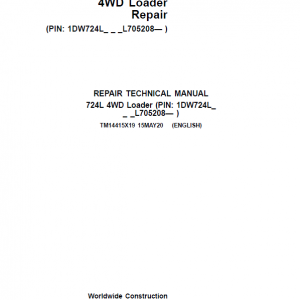 John Deere 724L 4WD Loader Repair Service Manual (S.N L705208 - )