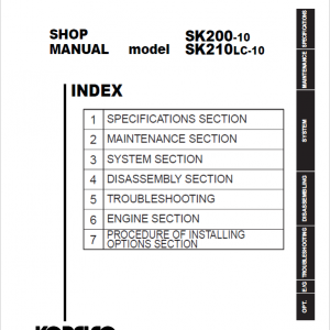 Kobelco SK200-10, SK210-10 Excavator Repair Service Manual
