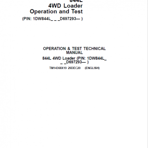 John Deere 844L 4WD Loader Repair Service Manual (S.N D697293 - )