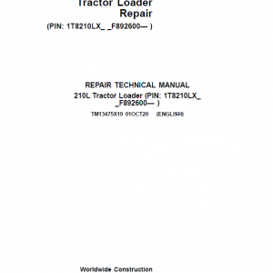 John Deere 210L Tractor Loader Repair Service Manual (S.N after F892600 -)