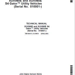 John Deere XUV560E, XUV560E S4 Gator Utility Vehicles Repair Manual (S.N 010001 - 040000)