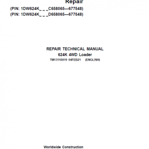 John Deere 624K 4WD Loader Service Manual (S.N C658065 & D658065 - 677548 )