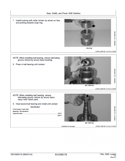 John Deere 744L 4WD Loader Repair Technical Manual (S.N F697293 ...