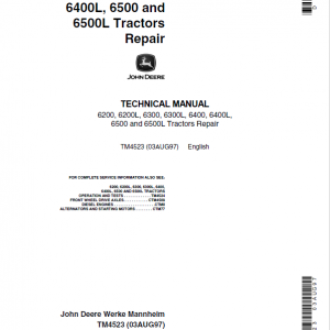 John Deere 6200, 6200L, 6300, 6300L Tractor Repair Service Manual