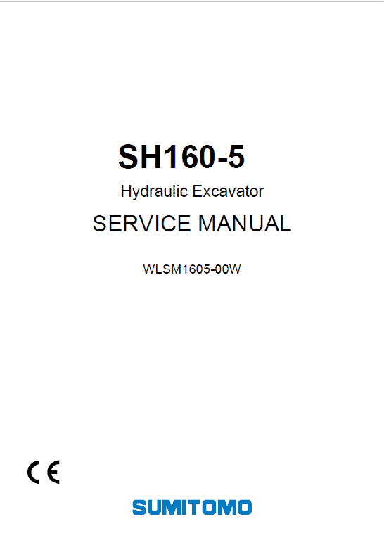 Sumitomo SH160-5 Hydraulic Excavator Repair Service Manual