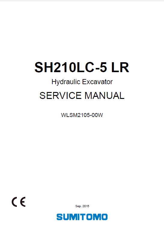 Sumitomo SH210LC-5 LR Hydraulic Excavator Repair Service Manual