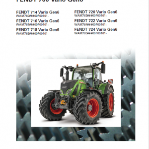 Fendt 714, 716, 718, 720, 722, 724 Vario Gen6 Tractors Workshop Repair Manual