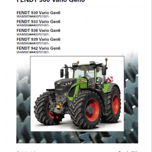 Fendt 930, 933, 936, 939, 933, 942 Vario Gen6 Tractors Workshop Repair Manual