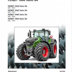 Fendt 1038, 1042, 1046, 1050 Vario S4 Tractors Workshop Repair Manual