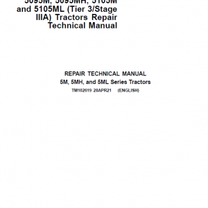 John Deere 5085M, 5095M, 5095MH, 5105M, 5105ML (Tier 3) Tractor Repair Manual