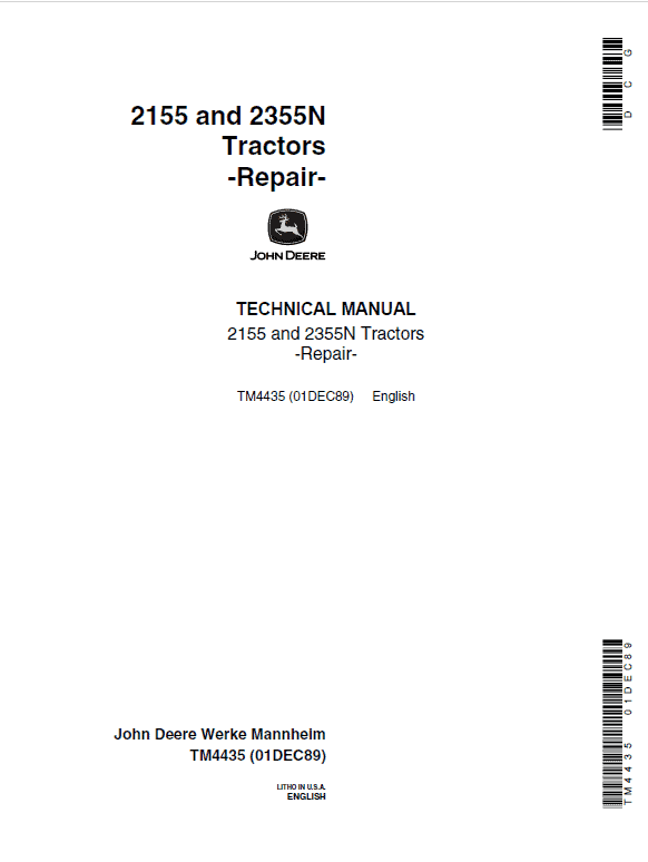 John Deere 2155 and 2355N Tractors Repair and Technical Manual TM4435