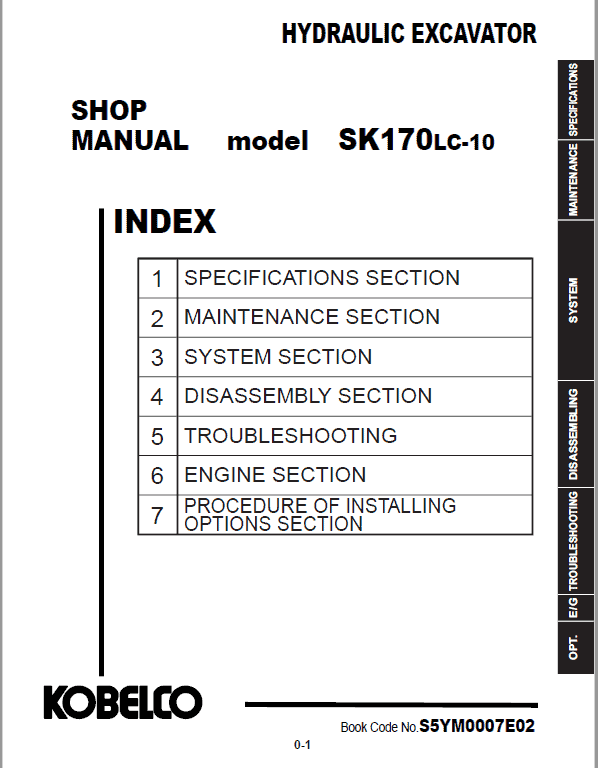 Kobelco SK170LC-10 Hydraulic Excavator Repair Service Manual