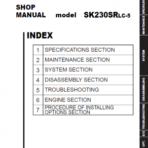 Kobelco SK230SRLC-5 Hydraulic Excavator Repair Service Manual