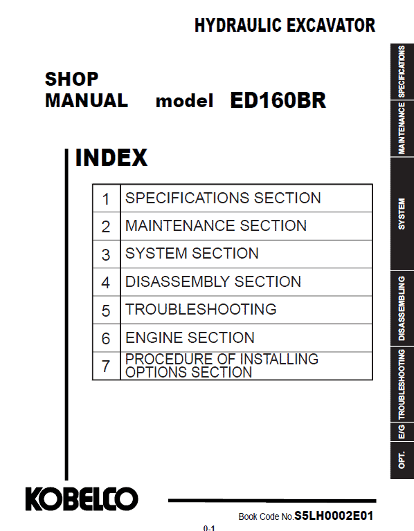 Kobelco ED160BR Hydraulic Excavator Repair Service Manual