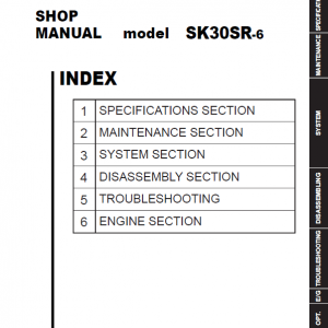 Kobelco SK30SR-6 Hydraulic Excavator Repair Service Manual