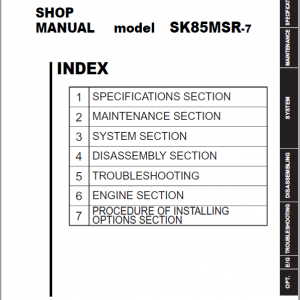 Kobelco SK85MSR-7 Hydraulic Excavator Repair Service Manual