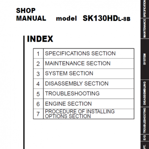 Kobelco SK130HDL-8B Hydraulic Excavator Repair Service Manual