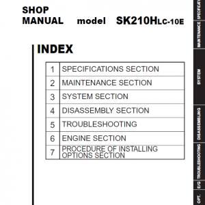 Kobelco SK210HLC-10, SK210HLC-10E Hydraulic Excavator Repair Service Manual