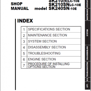 Kobelco SK210LC-10E, SK210SNLC-10E, SK240SN-10E Hydraulic Excavator Repair Service Manual