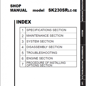 Kobelco SK230SRLC-5E Hydraulic Excavator Repair Service Manual