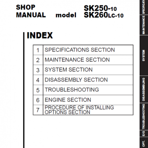 Kobelco SK250-10, SK260LC-10 Hydraulic Excavator Repair Service Manual