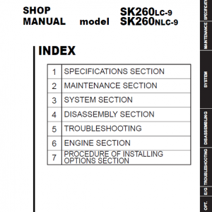 Kobelco SK260LC-9, SK260NLC-9 Hydraulic Excavator Repair Service Manual