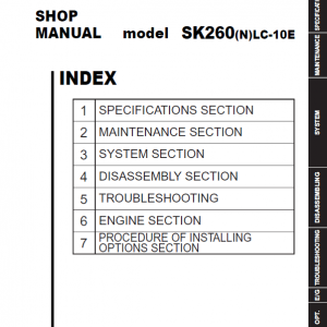 Kobelco SK260LC-10, SK260LC-10E, SK260NLC-10, SK260NLC-10E Hydraulic Excavator Repair Manual