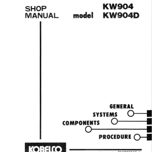 Kobelco KW904, KW904D Hydraulic Excavator Repair Service Manual
