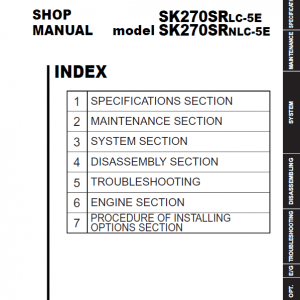 Kobelco SK270SRLC-5E, SK270SRNLC-5E Hydraulic Excavator Repair Service Manual