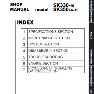 Kobelco SK330-10, SK350LC-10 Hydraulic Excavator Repair Service Manual