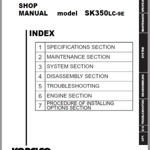 Kobelco SK350LC-9E Hydraulic Excavator Repair Service Manual