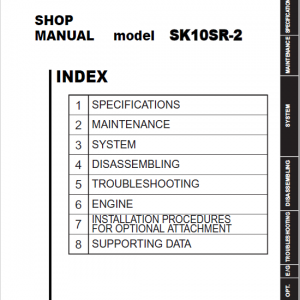 Kobelco SK10SR-2 Mini Excavator Repair Service Manual